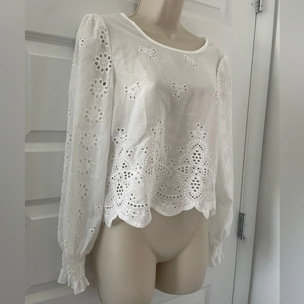 **NEW** SHEIN White Eyelet Blouse - XS
